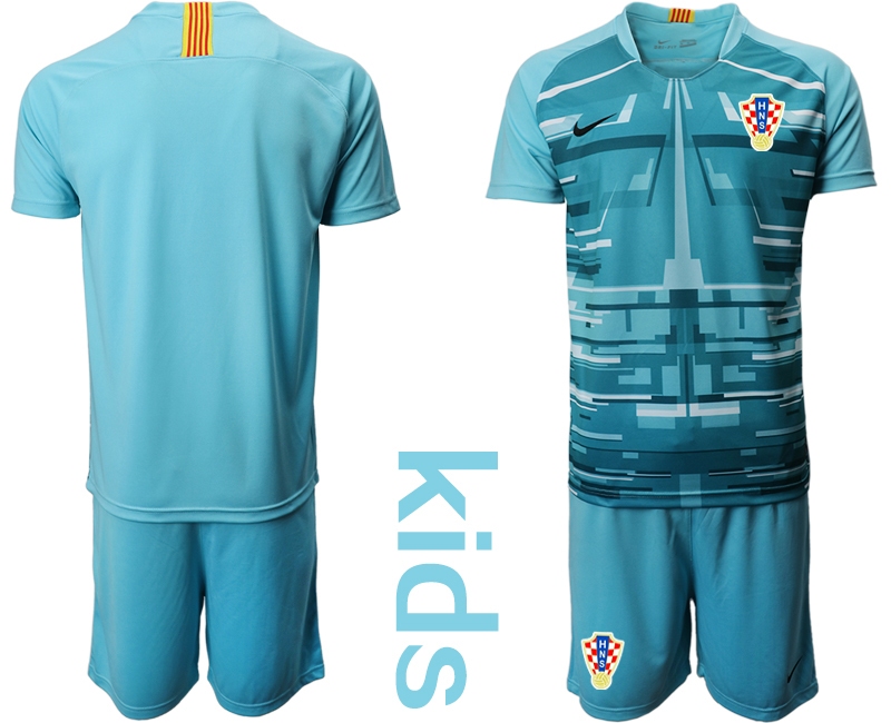 Cheap Youth 2021 European Cup Croatia blue goalkeeper Soccer Jersey